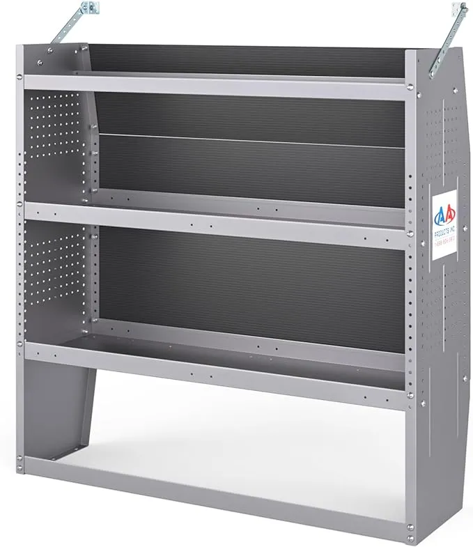 AA Products SH-4304 Steel Van Shelving Storage System Fits for NV200, Transit Connect 2014+, Promaster City and Chevy City Express, Contoured Shelving Unit, 42" W x 43" H x 13" D