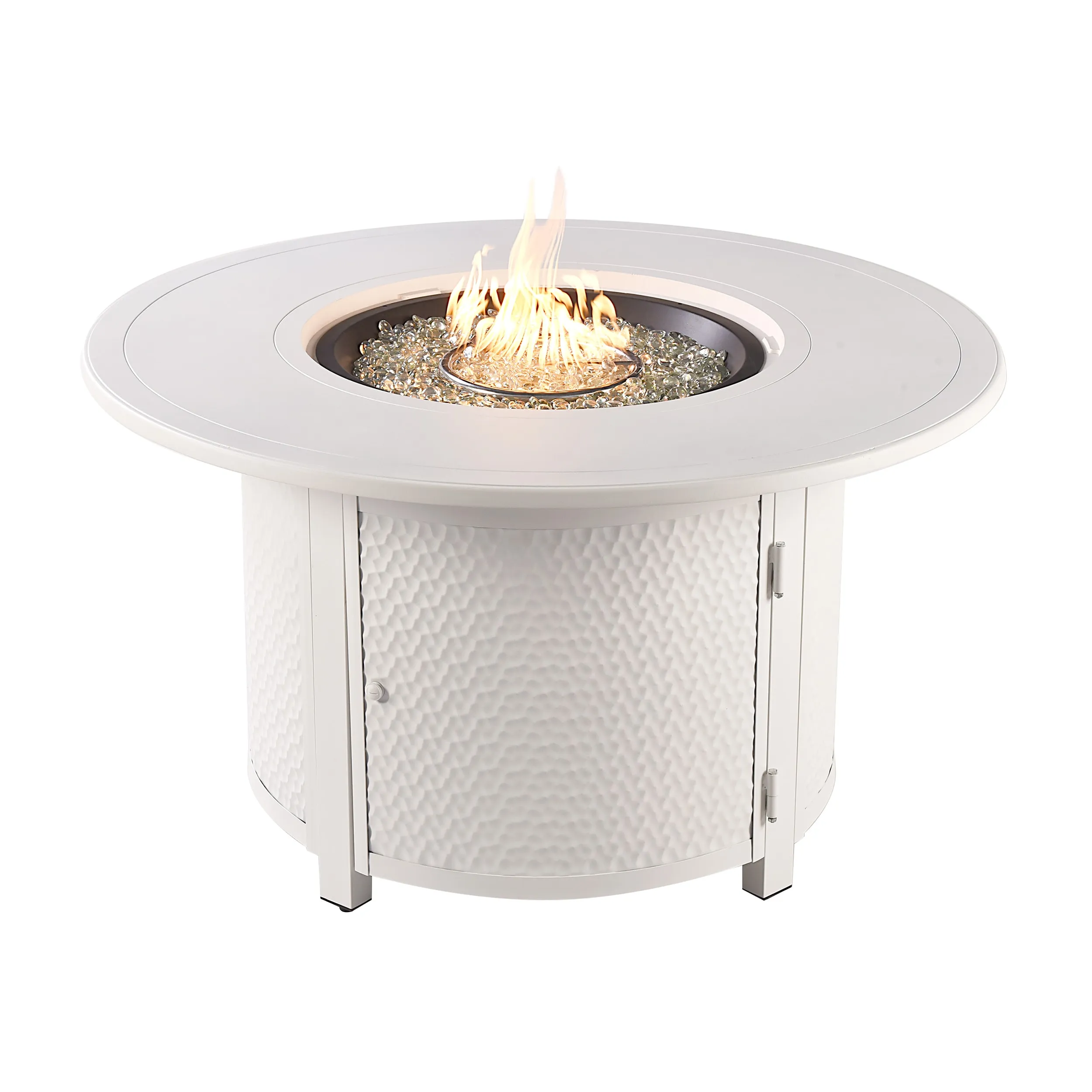 Oakland Living 44-in W White Portable Aluminum Round Propane Gas Fire Pit Table Lowes.com