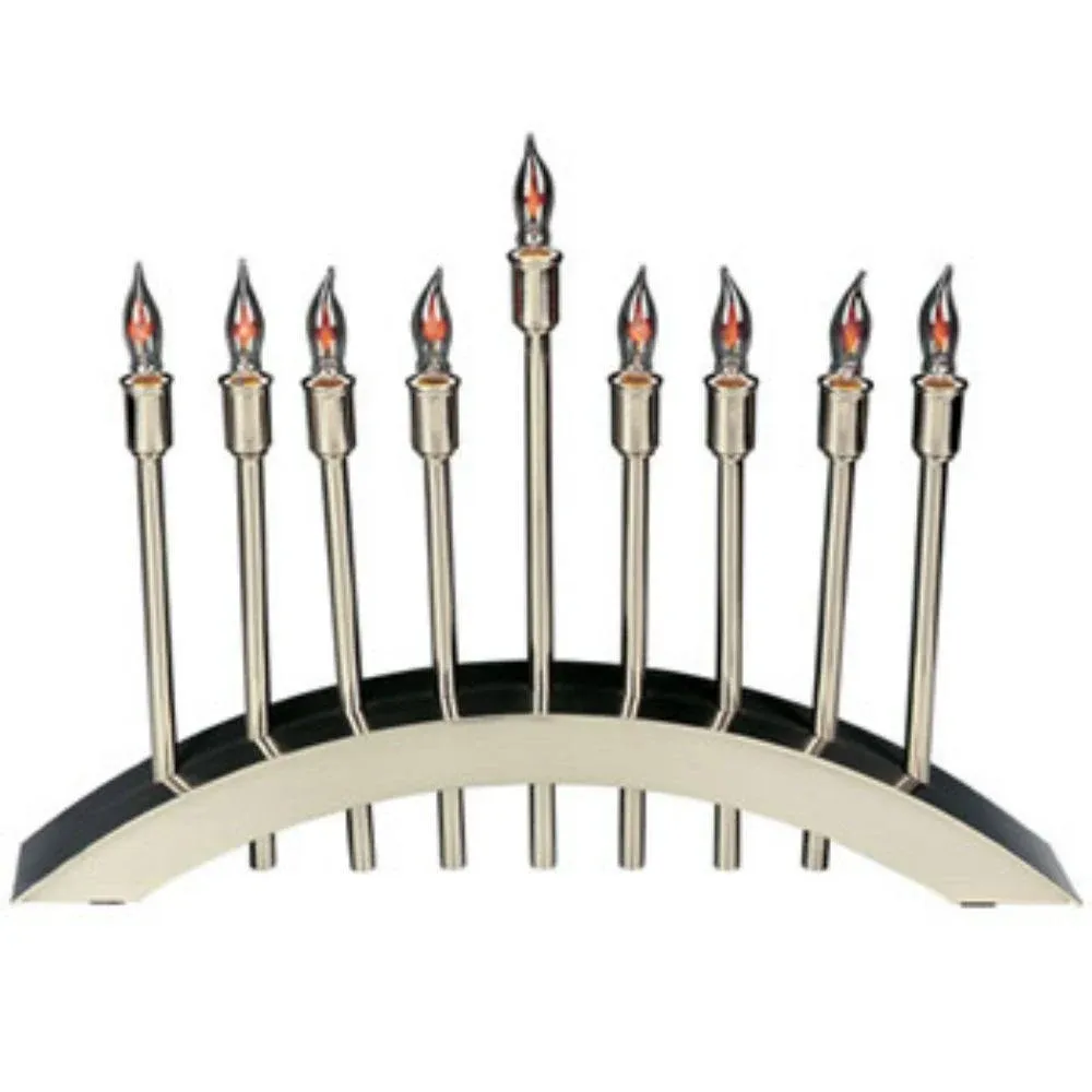 Aviv Brushed Stainless Steel Electric Menorah