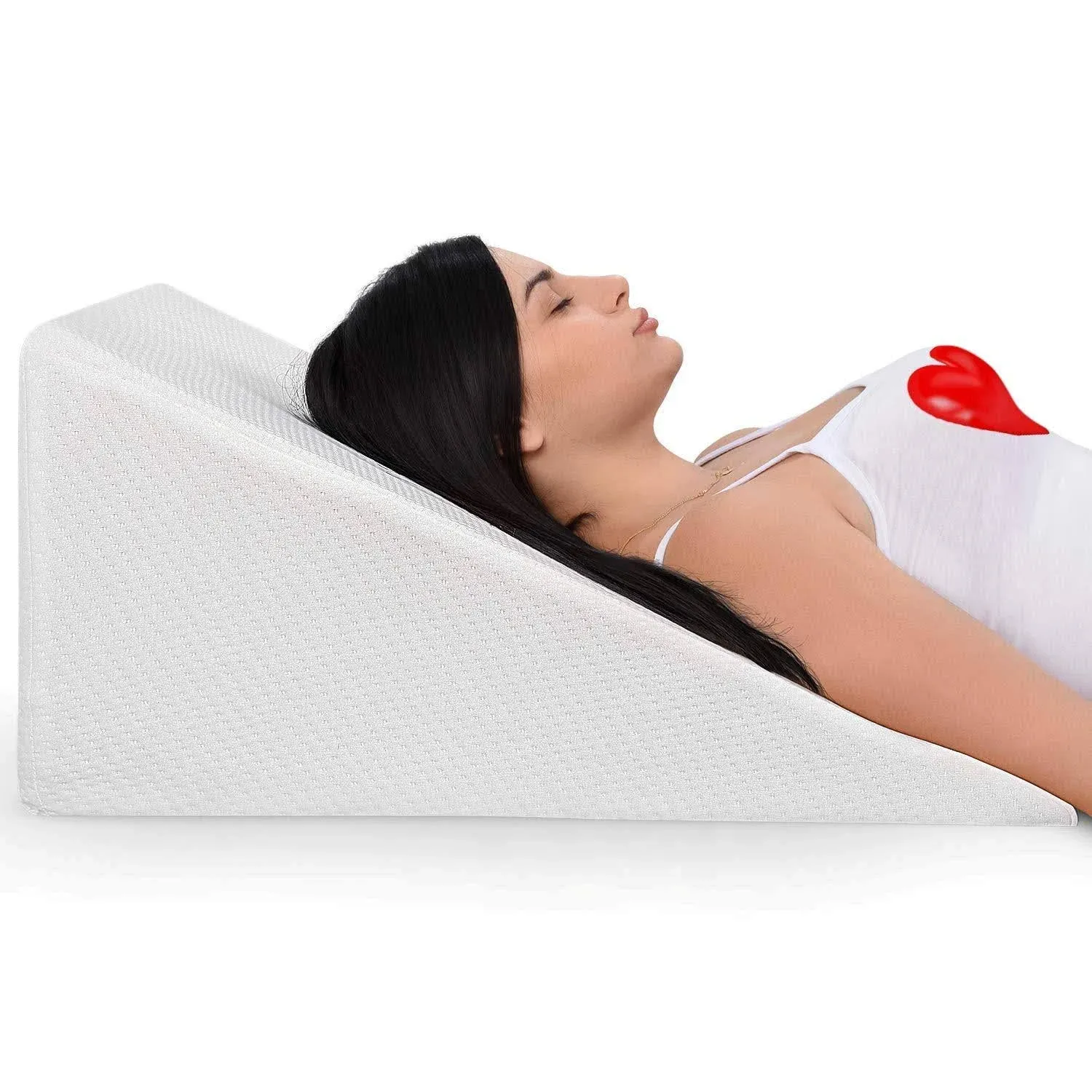 Ebung Bed Wedge Pillow with Memory Foam Top – Ideal for Comfortable & Restful Sleeping – Alleviates Neck & Back Pain, Acid Reflux, Snoring, Heartburn, Allergies - Versatile – Removable, Washable Cover