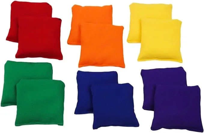 Bear Paw Creek Square 4" Bean Bags, Two Each, Red, Orange, Yellow, Green, Blue ...