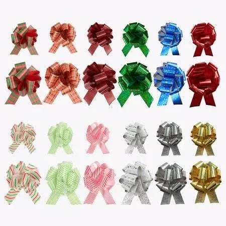 Paper Fair 48pcs 12 Color Christmas Gift Pull Bow Set, Large 6 inch Medium 4 inch ...