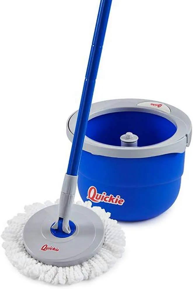 Quickie 2052228 Mop Bucket Compact Spin Kit, Microfiber