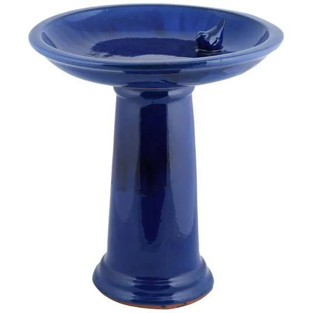 Esschert Design Ceramic Bird Bath and Pedestal