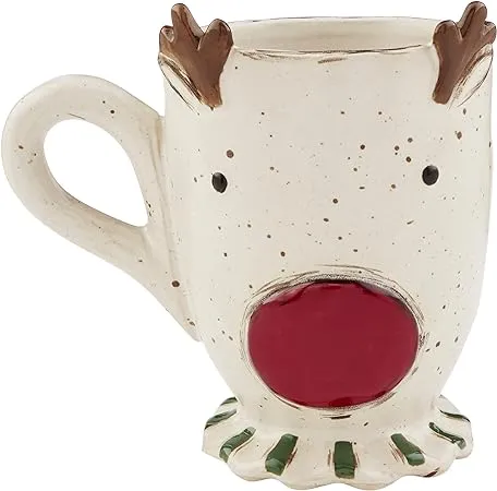 Mud Pie, Reindeer Farm, Farmhouse Christmas Pedestal Mug, 16 oz.