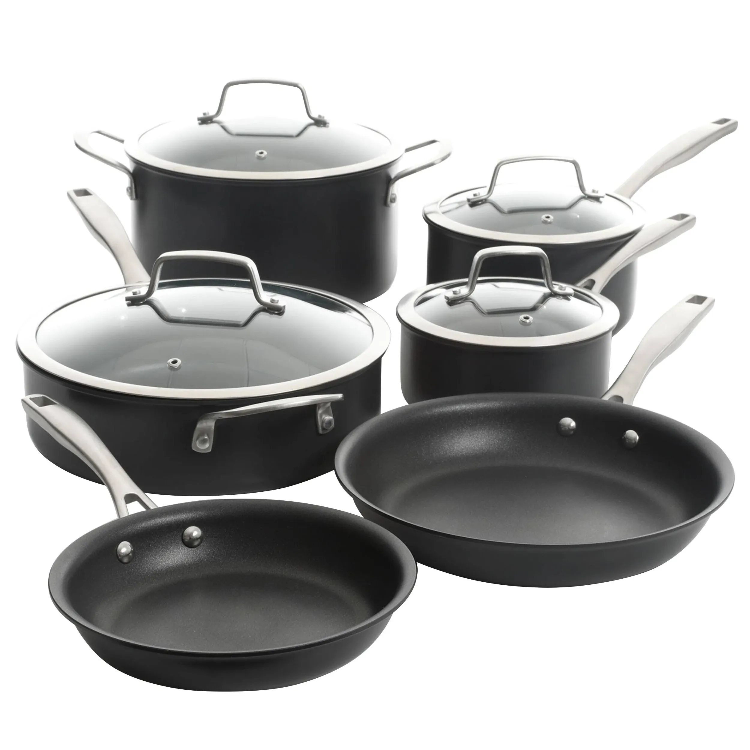 Kenmore Pro Arbor Heights Nonstick Aluminum Black Cookware Set (10-Piece)