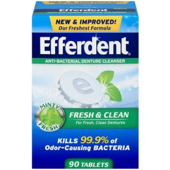 3 pack Efferdent Plus Mint Denture Cleanser Tablets 90ct each (DamagedBoxes)