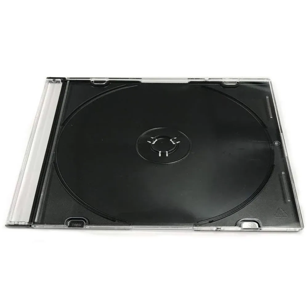 Jewel Case 50 Pack Slim 5.2mm Black Single CD/DVD Disc Storage 