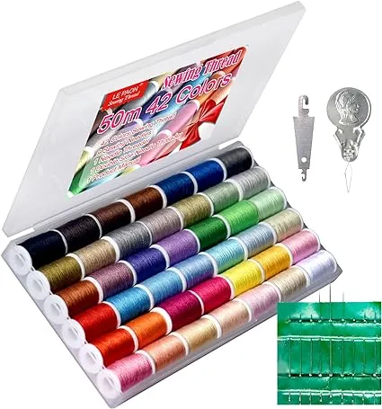 Sewing kit 42 Color Set of Handy Polyester Thread，50 m Each 