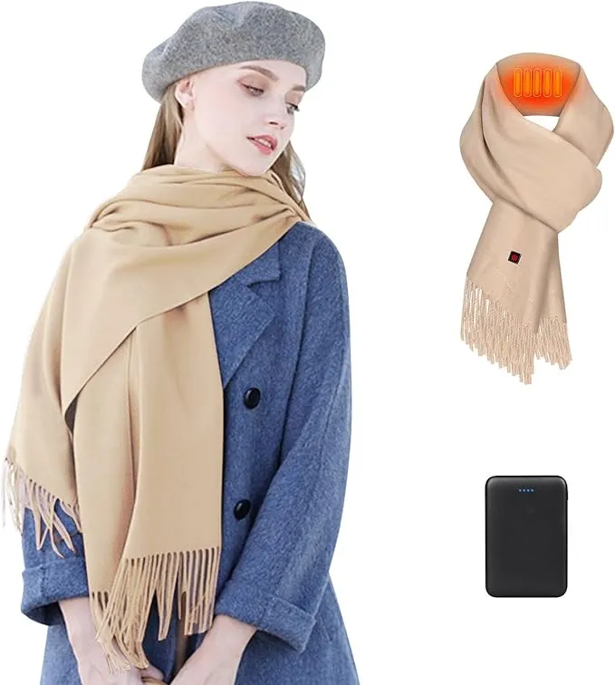 Heated Scarf for Women Men Rechargeable Heated Scarves Blanket with Battery Pack Neck Heating Pad Electric Scarf Heated