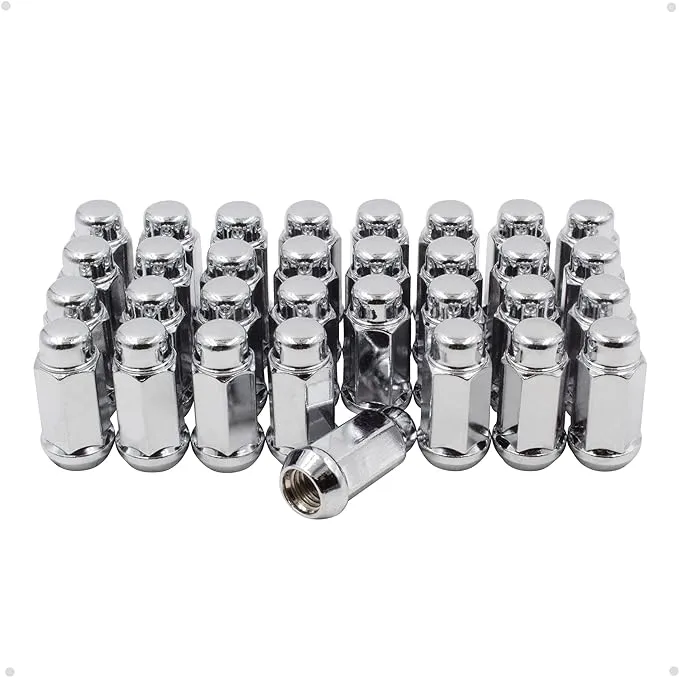 Wheel Accessories Parts 32 PC Chrome Bulge Acorn Lug Nut M14 x 2.0 Thr