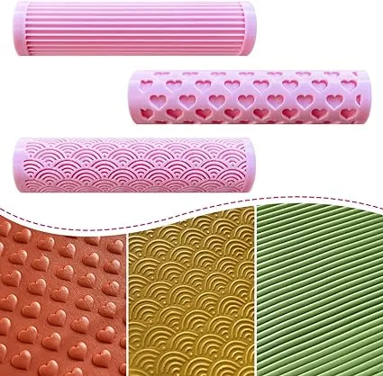 KEOKER Polymer Clay Texture Roller, 3PC Clay Texture Roller for Polymer Clay Earrings Tools(clover,maple leaf,flower)