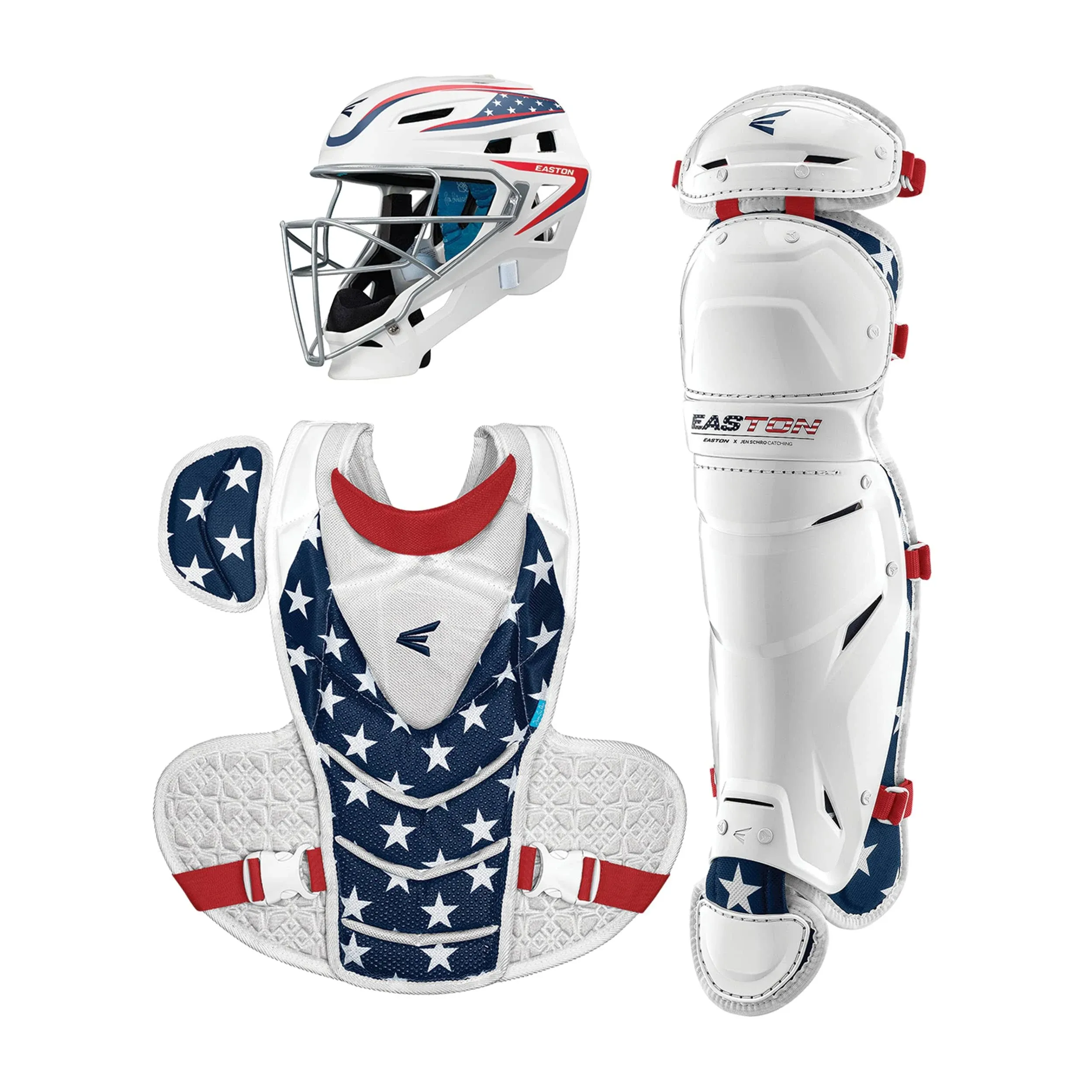 Easton Jen Schro The Very Best Stars & Stripes Women's Large Fastpitch Softball Catchers Gear Set A165448SS