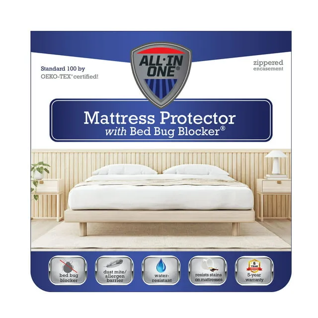 All-in-One Zippered Boxspring Protector with Bed Bug Blocker