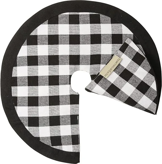 Black White Buffalo Check Tree Skirt Small  12&quot;Dia Holiday Christmas Halloween