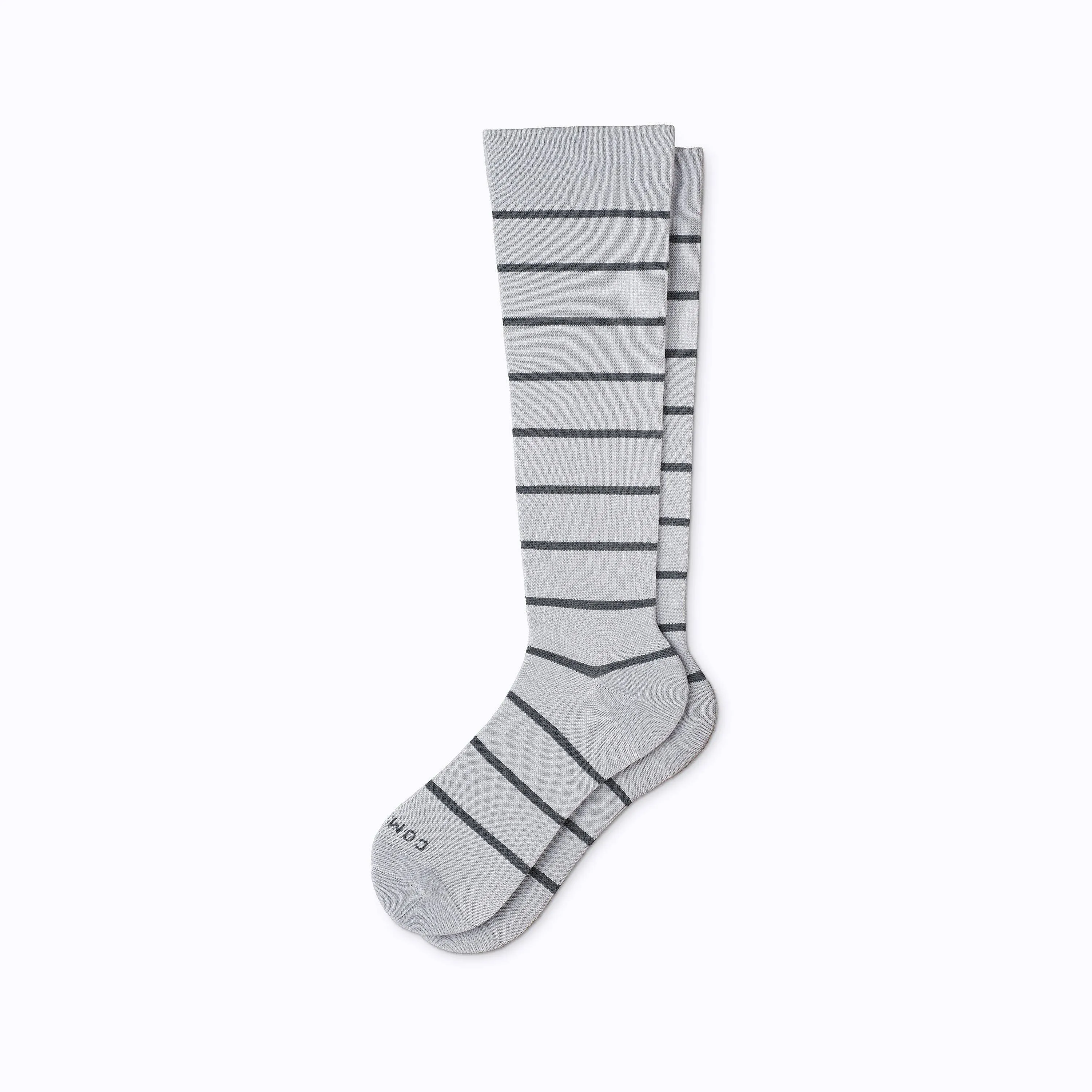 Comrad Knee-High Compression Socks – Stripes Grey/Charcoal / Small