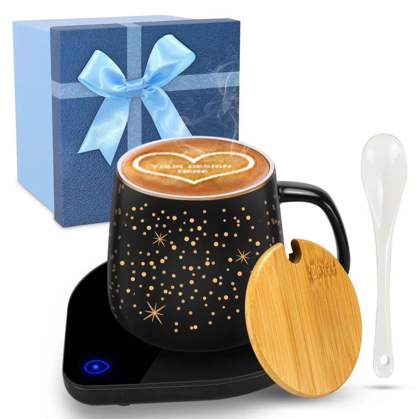 【2023 Upgraded】 Coffee Warmer with Mug Set/Coffee Cup with Warmer/Coffee Black