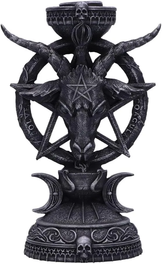 Nemesis Now Baphomet Candle Holder, Occult Decor, Hand-Painted Resin, Pentagram Base, 15.5cm