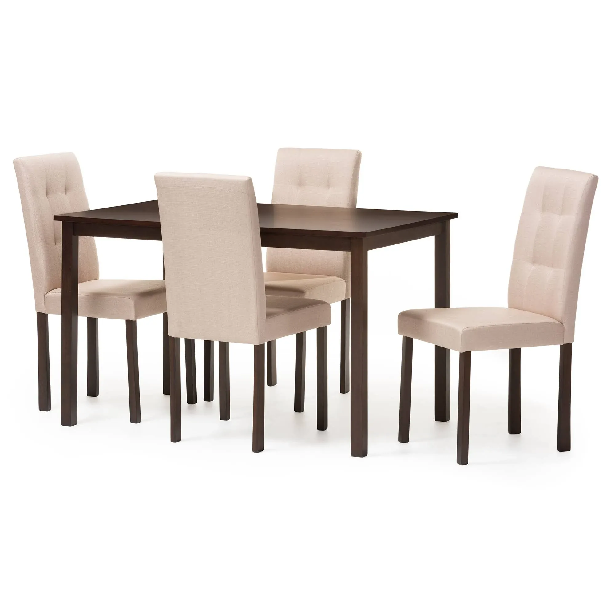 Baxton Studio Andrew Modern and Contemporary 5-Piece Beige Fabric Upholstered Grid-Tufting Dining Set