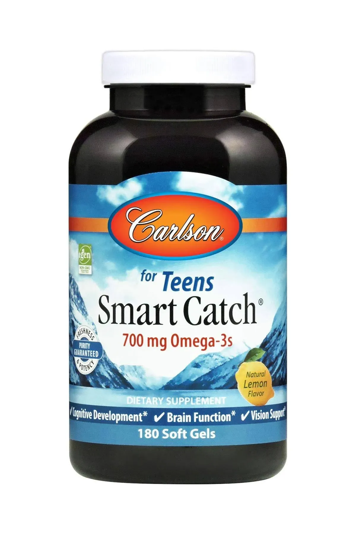 Carlson, Teen's Smart Catch, Limão Natural, 700 mg, 180 Cápsulas Softgel (350 mg por Cápsula Softgel)