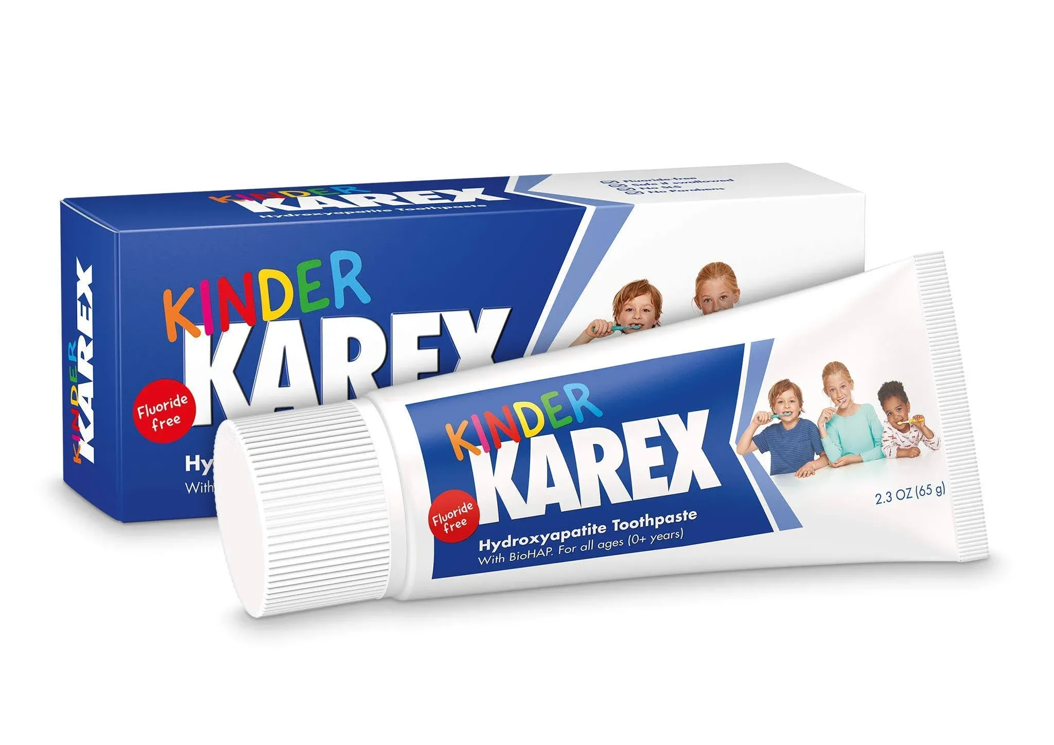 Kinder Karex Hydroxyapatite Toddler Toothpaste - 2.3 Ounce, Fluoride-Free and Safe for Accidental Swallowing