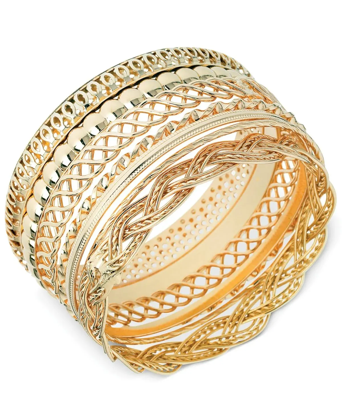 GUESS "Basic" Gold 7 Piece Mixed Bangle Bracelet