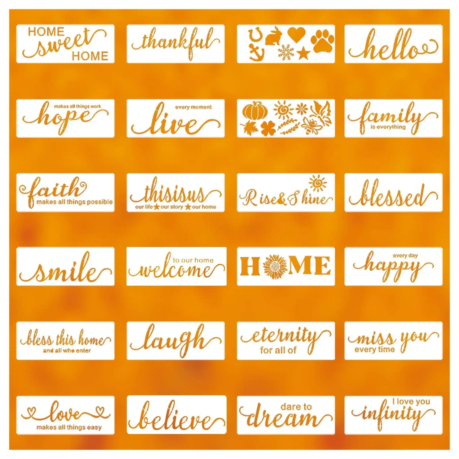 24 Pcs Welcome and Home Stencil,Sweet Decor Stencils Inspiring Words 