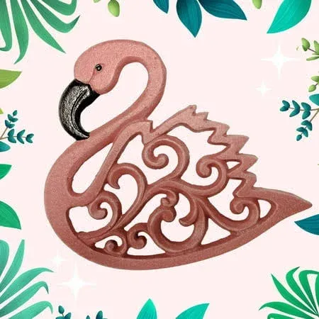 No.1.GiftShop Trivet with Cast Iron Flamingo Tropical Style Vintage Kitchen ...