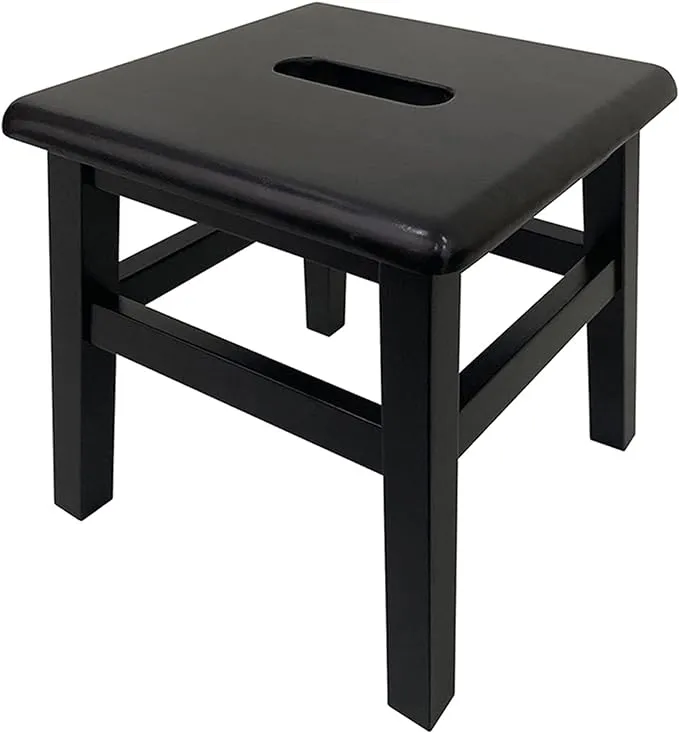 eHemco Solid Hardwood Step Stool for Adults and Kids, 12.25 Inches, Black