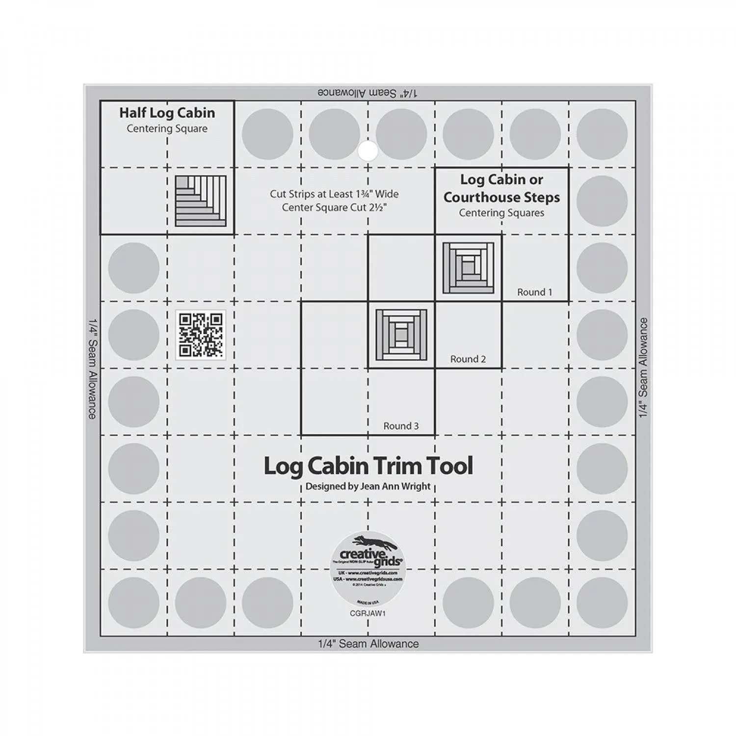 Creative Grid Non-Slip 8&#034; Log Cabin Trim Tool Designer Jean Ann Wright CGRJAW1