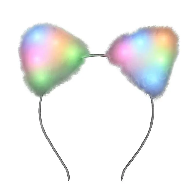 Light Up Soft Cat Ears Headband with Multicolor LED Lights