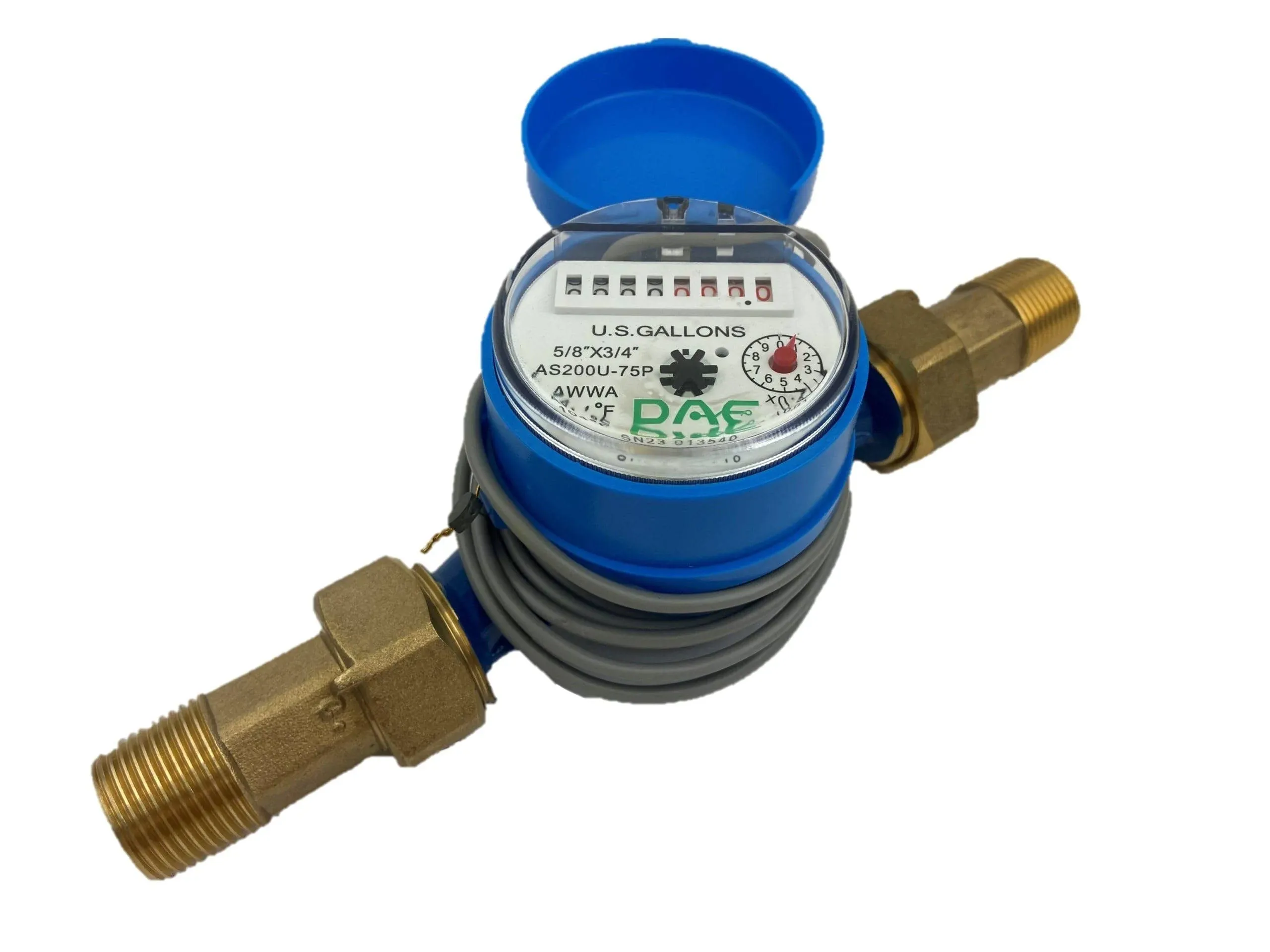 Dae AS200U-75P Water Meter with Pulse Output, 3/4" NPT Couplings, Measuring in