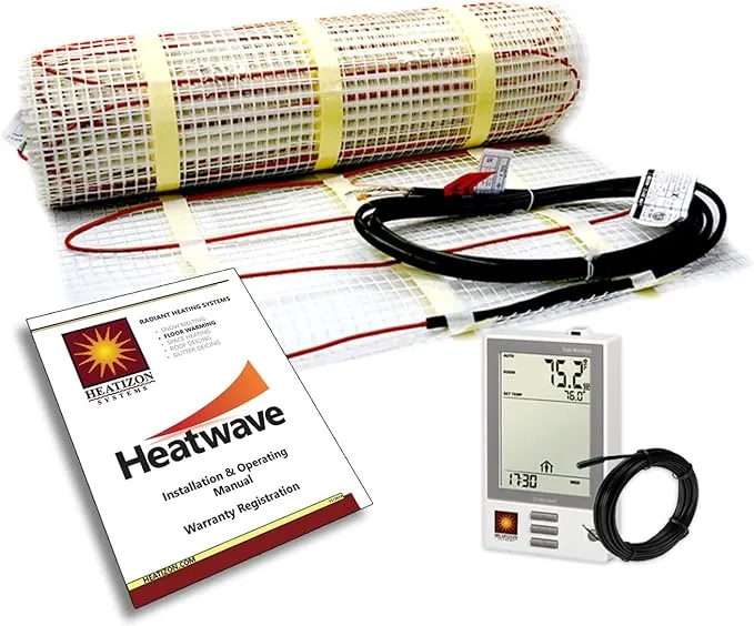 Heatwave 20 Sqft Electric Floor Heating System with Required GFCI Programmable ...