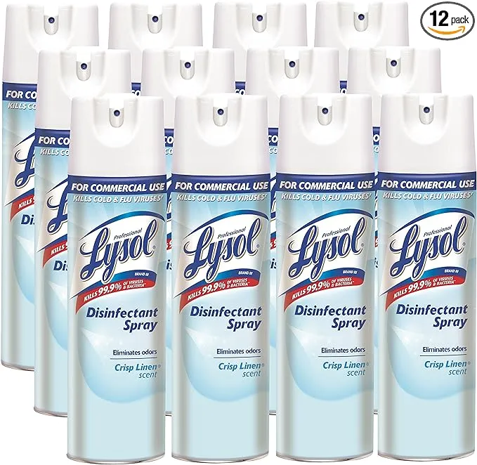 Lysol Disinfectant Spray, Sanitizing and Antibacterial Spray, For Disinfecting and Deodorizing, Crisp Linen, 19 Fl. Oz (Pack of 2)