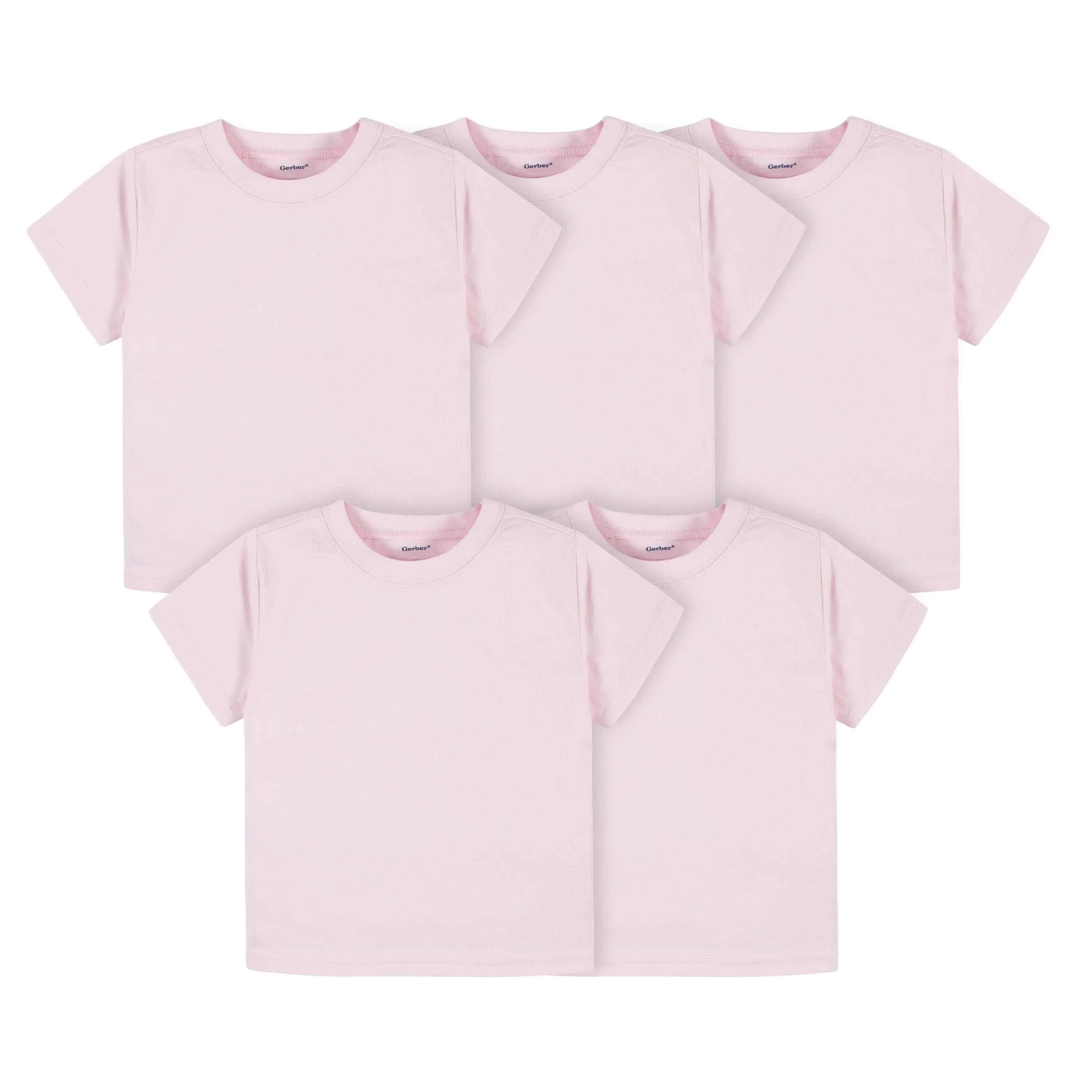 Gerber 5-Pack Infant & Toddler Light Pink Premium Short Sleeve Tees