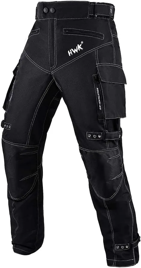 HWK Motorcycle Pants for Men and Women with Water Resistant Cordura Textile Fabric for Enduro Motocross Motorbike Riding Impac