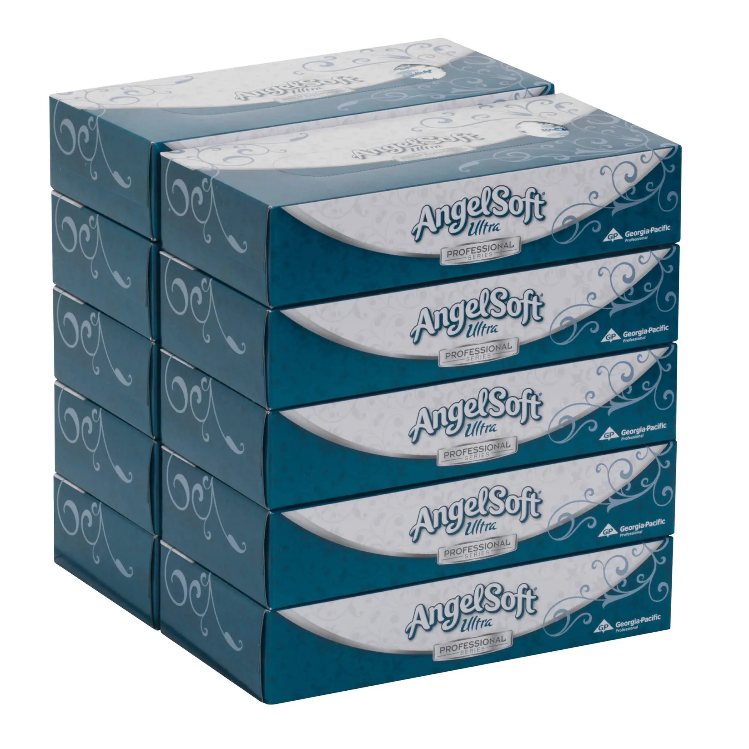 Angel Soft Ultra Professional Series Standard Facial Tissues, 2-Ply, 125 Sheets/Box, 10 Boxes/Pack (4836014)