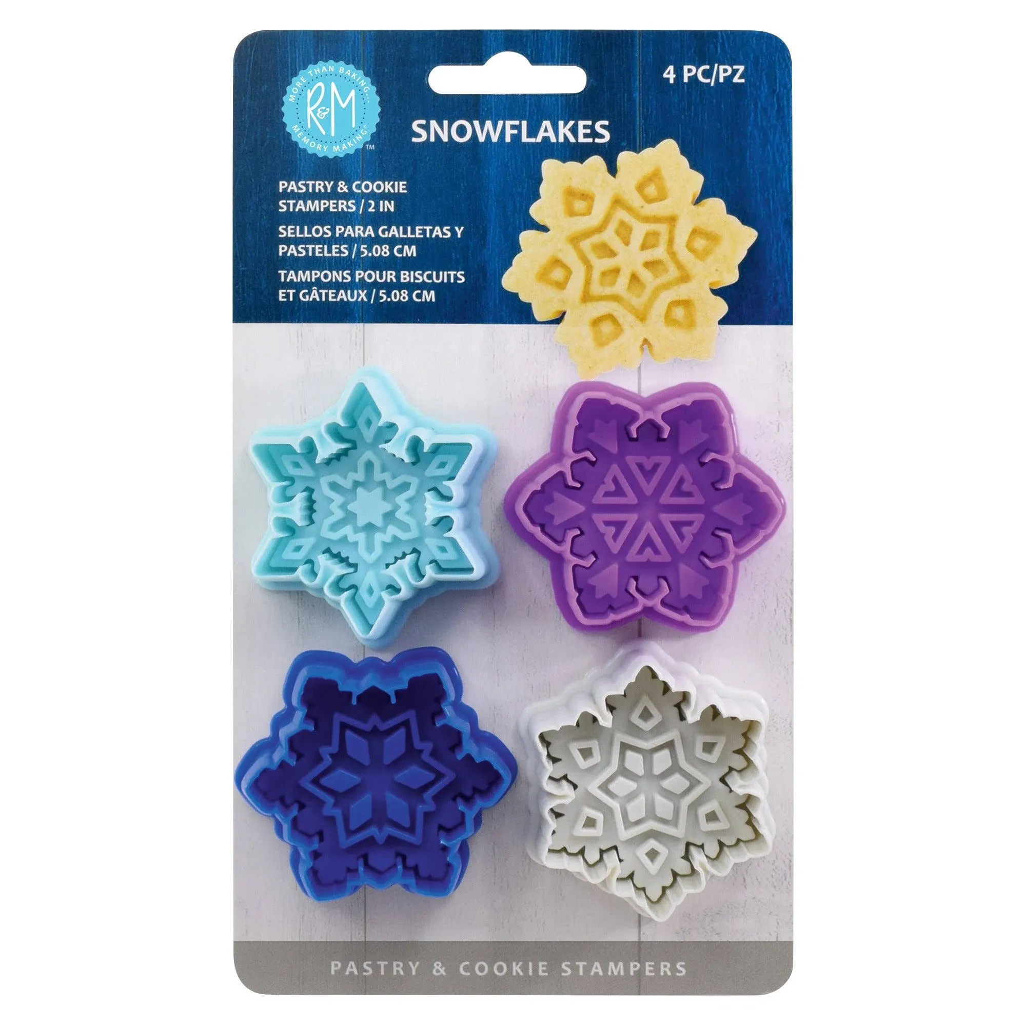 R&amp;M International 4 Piece Snowflake Cookie Stamper Set, 2.75-Inch