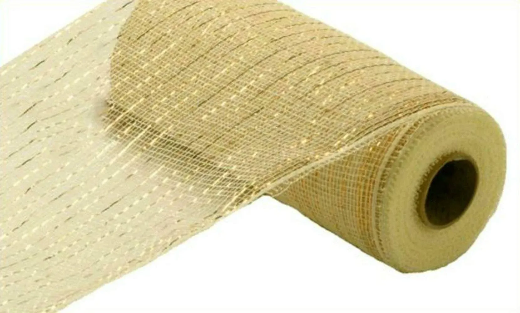 10" Metallic Cream/Gold Poly Deco Mesh