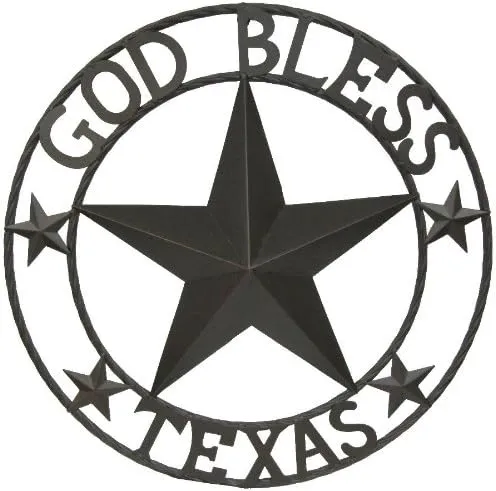 LL Home Metal Circled Star with Sayings God Bless Texas by Marco International Inc.