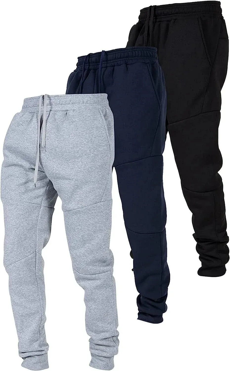 Ultra Performance Fleece Active Tech Joggers for Mens Mens Sweatpants with Zipper Pockets 3 Pack