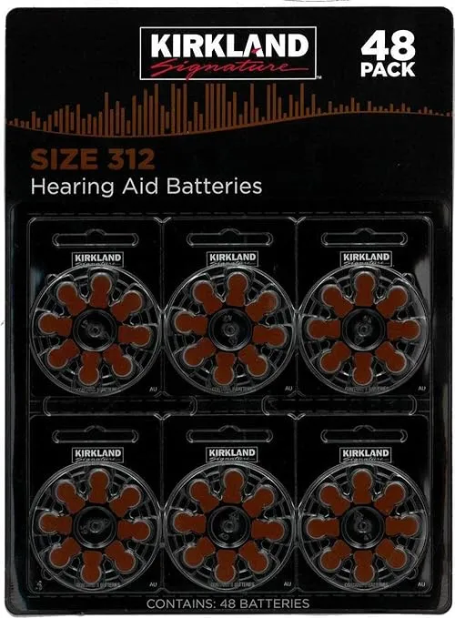 Kirkland Signature Hearing Aid Batteries Size/Format 312, 1.45 Volt, 48 Pack