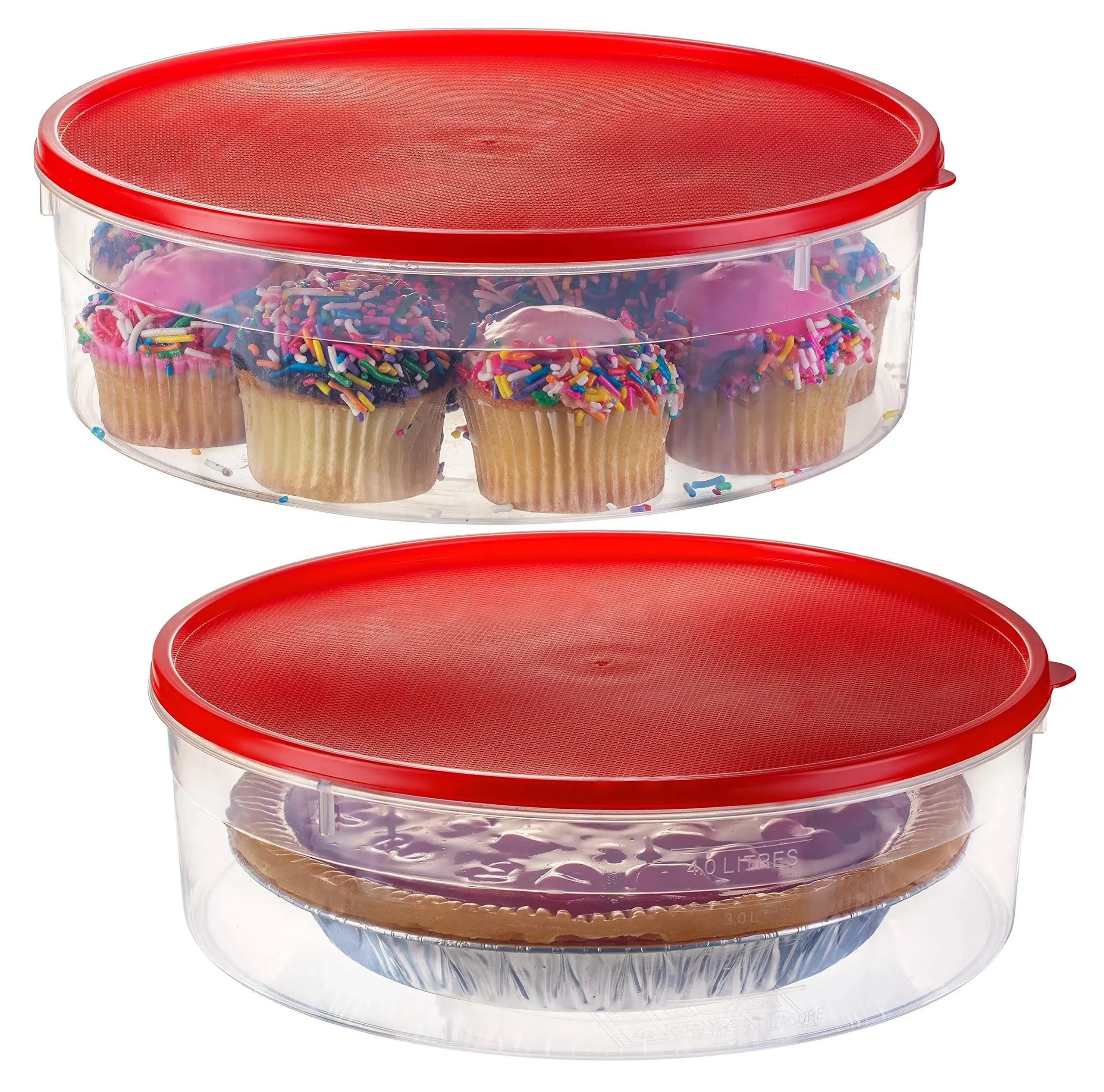 Zilpoo 2 Pack Plastic Round Food Storage Containers with Lid, 10.5" Covered Pie ...