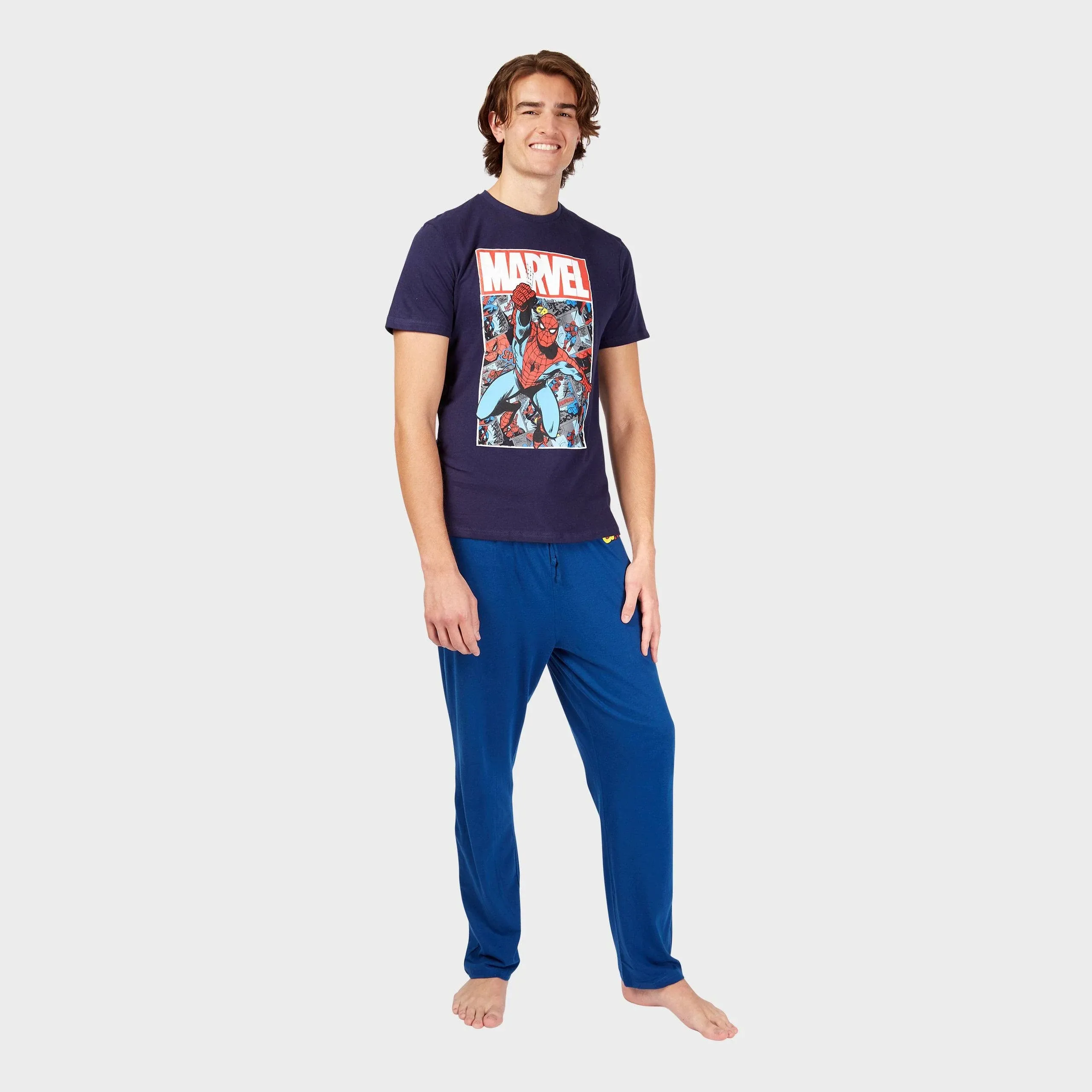 Marvel Mens' Spiderman Pajamas Size Small Blue