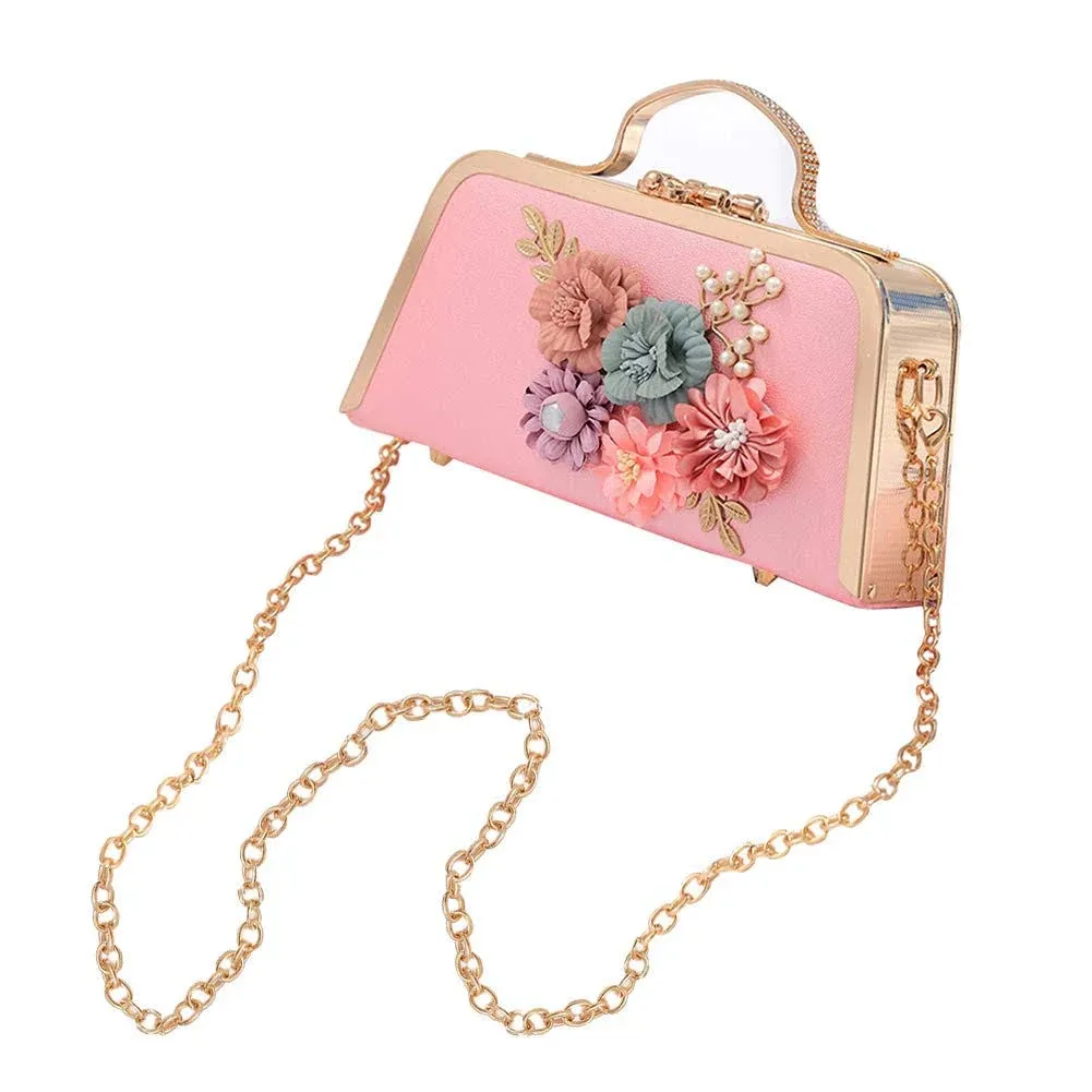 Women's Retro Handbag Clutches Purse Bags Flower Vintage Shoulder Bag Wedding Evening Handbag