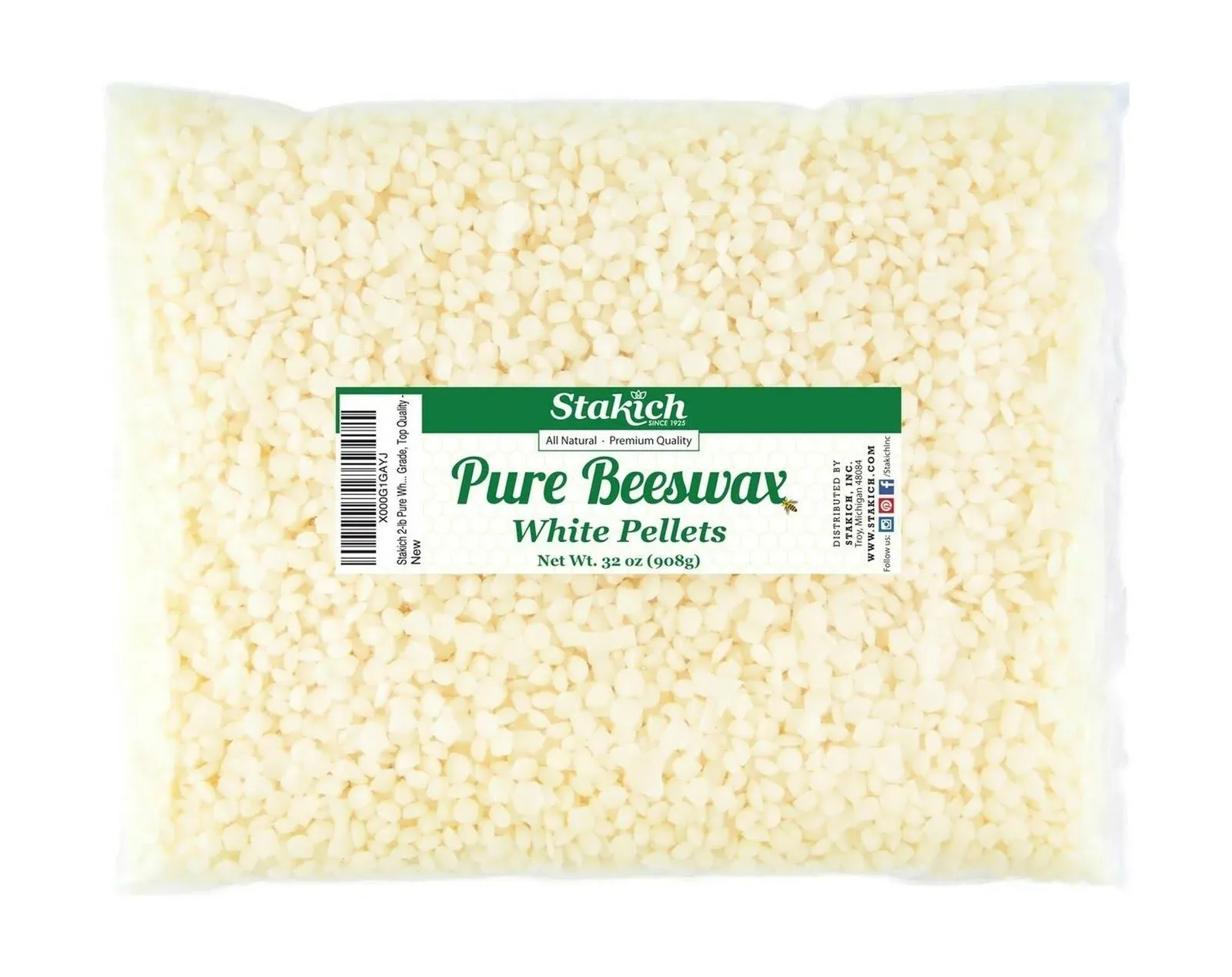 Stakich 2-lb Pure White Beeswax Pellets - Cosmetic Grade