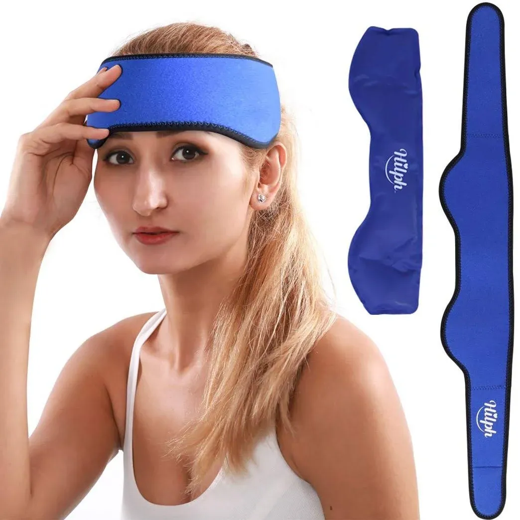 Hilph Migraine Ice Wrap Headache Ice Pack, Reusable Cold Pack Head Ice Pack Forehead Headache Ice Therapy Wrap for Migraine Relief, Tension, Occipital