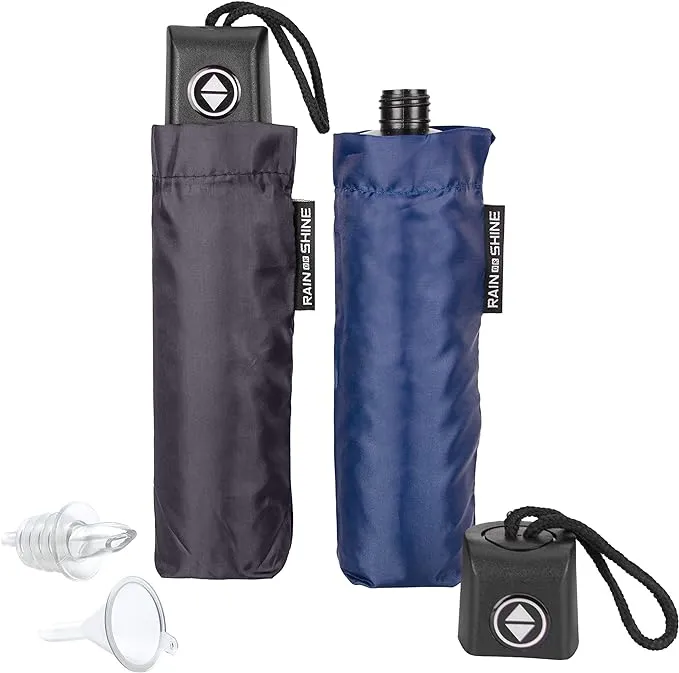 Gopong Rain or Shine Umbrella Flask 2 Pack (24 Oz Total) - Hidden Alcohol Travel