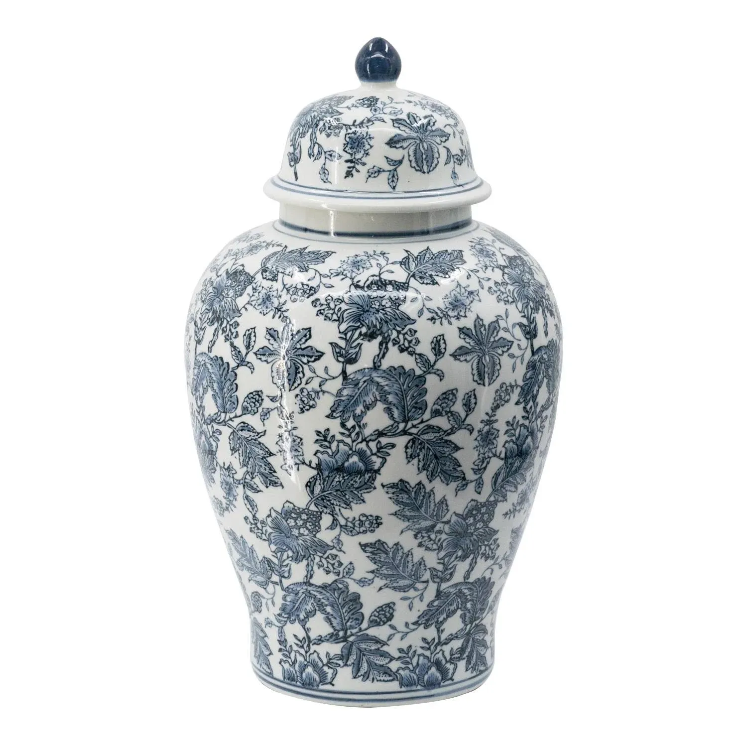 Chinoiserie Blue White Porcelain Ginger Jar 13x23"