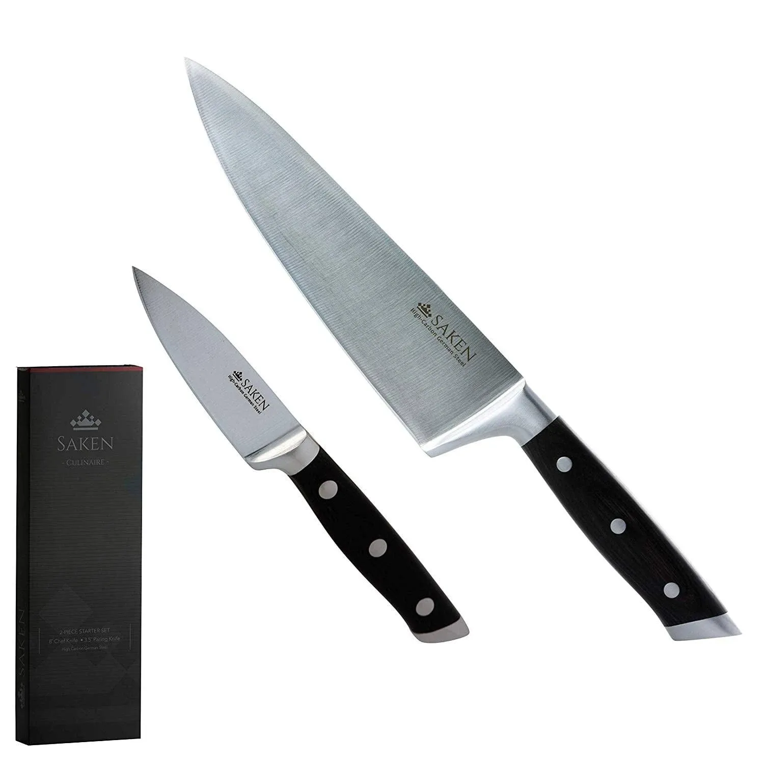 Saken 2-Piece Starter Set 8” Chef Knife &amp; 3.5” Paring Knife Carbon German Steel